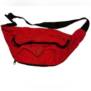Vintage 80s Red Nylon Hiking Expandable Unique Unisex Hip Fanny Pack MINTY